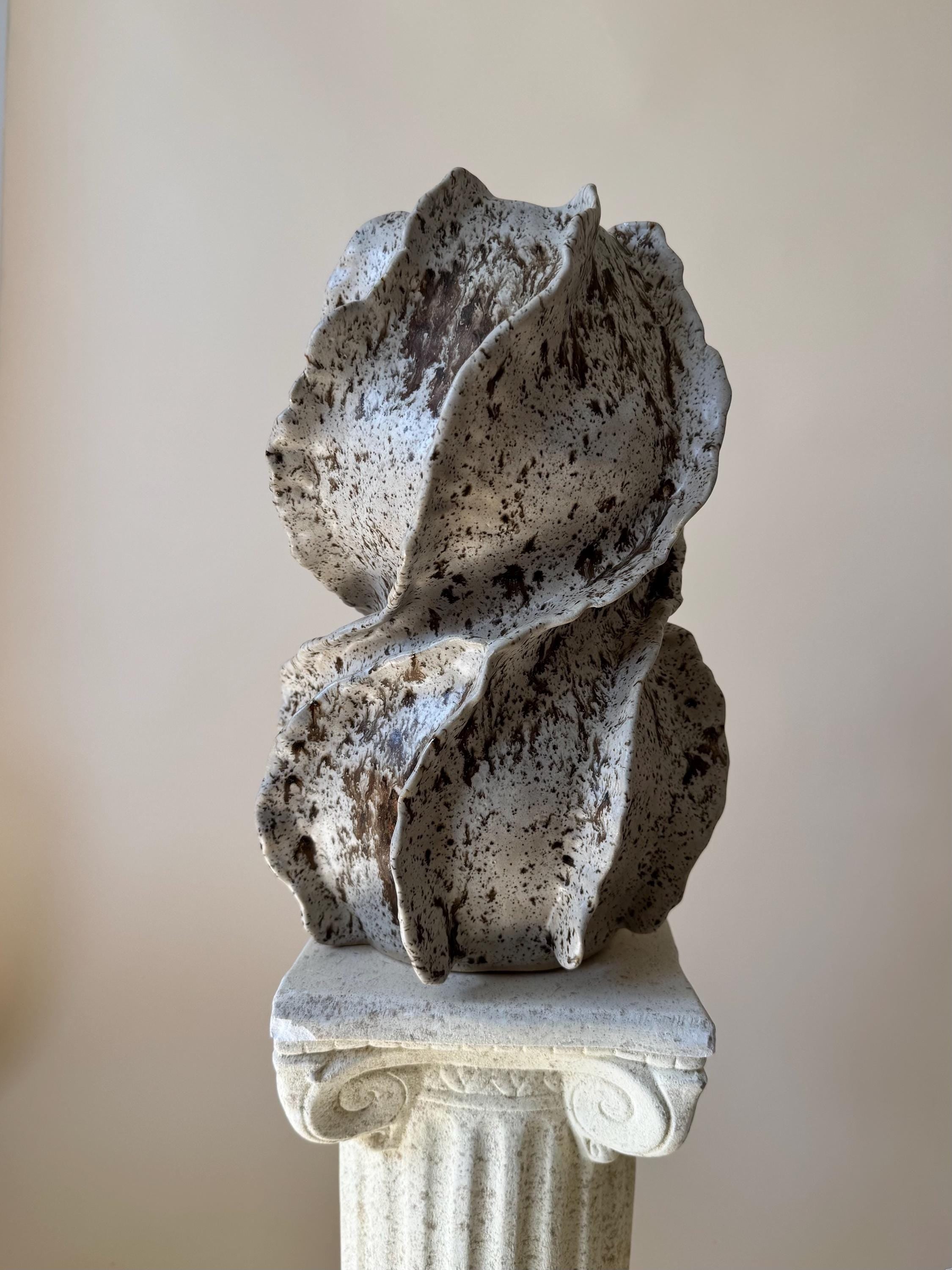 Handmade Ceramic Sculptural Vase: WinterWood Glaze Stoneware Vessel
