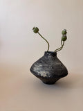 Handcrafted Black Ceramic Vase: Modern Organic Decor, Rustic Stoneware